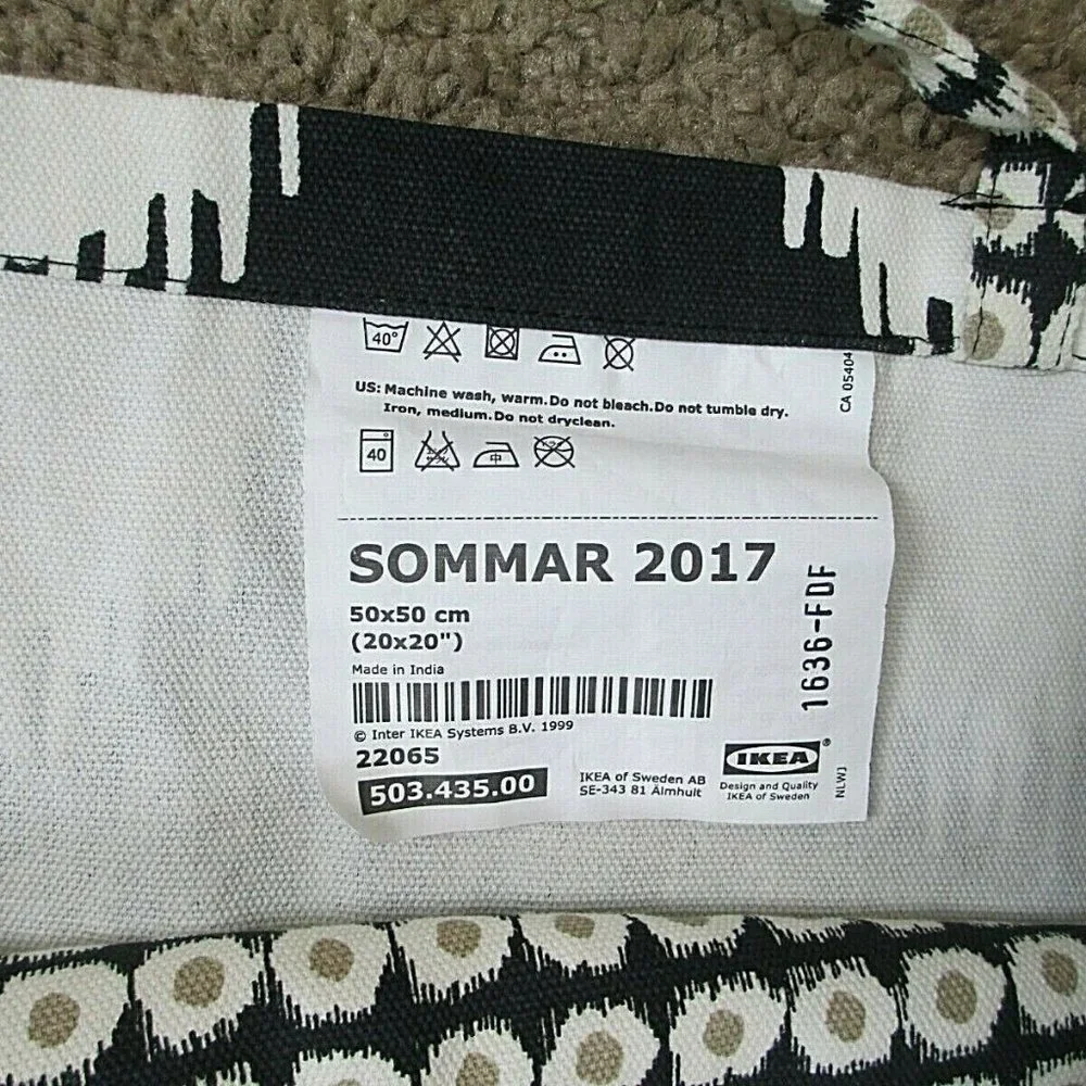 IKEA Sommar Cushion Cover Black & White Reversible
